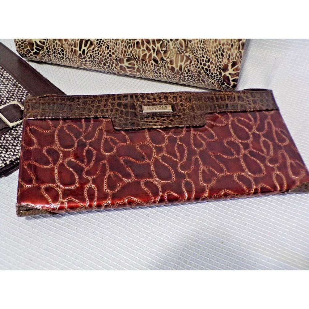 Miche Classic Brown w/Silver Chain Accents Handbag‎ 3 Skins Tweed Bronze Brown